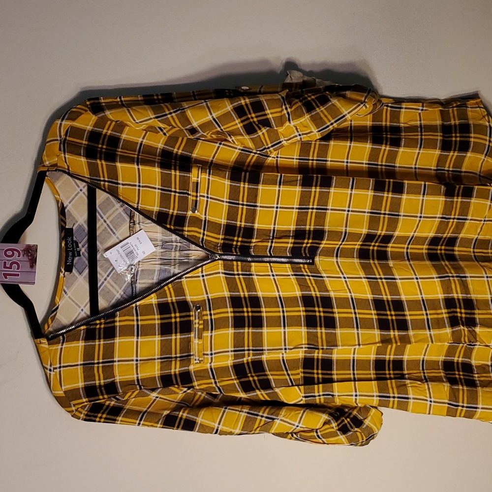 nwt yellow and black semi see-through shirt